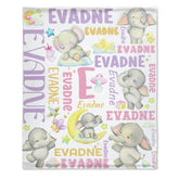Livraison gratuite✈️Couverture avec nom personnalisé en forme d'éléphant mignon, cadeaux pour bébés, enfants et tout-petits